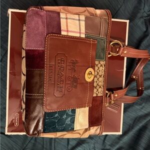 Coach Patchwork Shoulder Bag - Brown and Multicolor